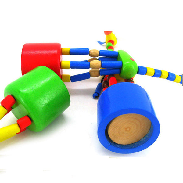 Colorful Rocking Giraffe Wooden Blocks Toys