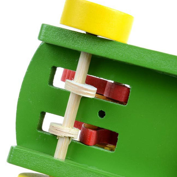 Wooden Cock Pecking Rice Grasping Car Toy