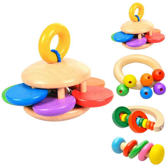 Wooden Bell Rattle Toy Baby